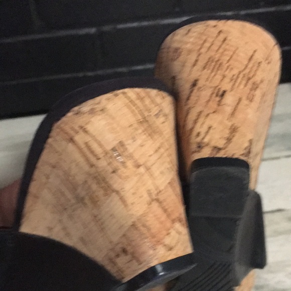 Nine West woman’s black leather cork look wedge open toed sandal size 9.5 - Picture 3 of 6